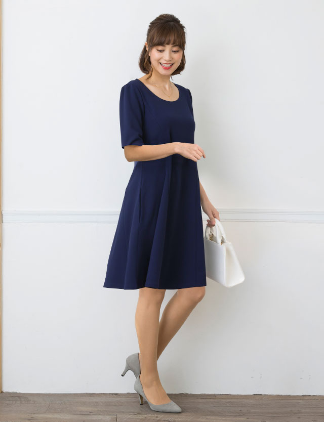 楽天市場 シンプルフレア授乳ワンピース選べる5分袖 長袖 フォーマル 入学式 入園式 卒園式 卒業式 結婚式 七五三 お宮参り 服装 母親 お呼ばれ 服 マタニティ 授乳服 ワンピース ドレス パーティー ストレッチ Aライン 夏 秋 夏秋 仕事 マタニティ服と授乳服の