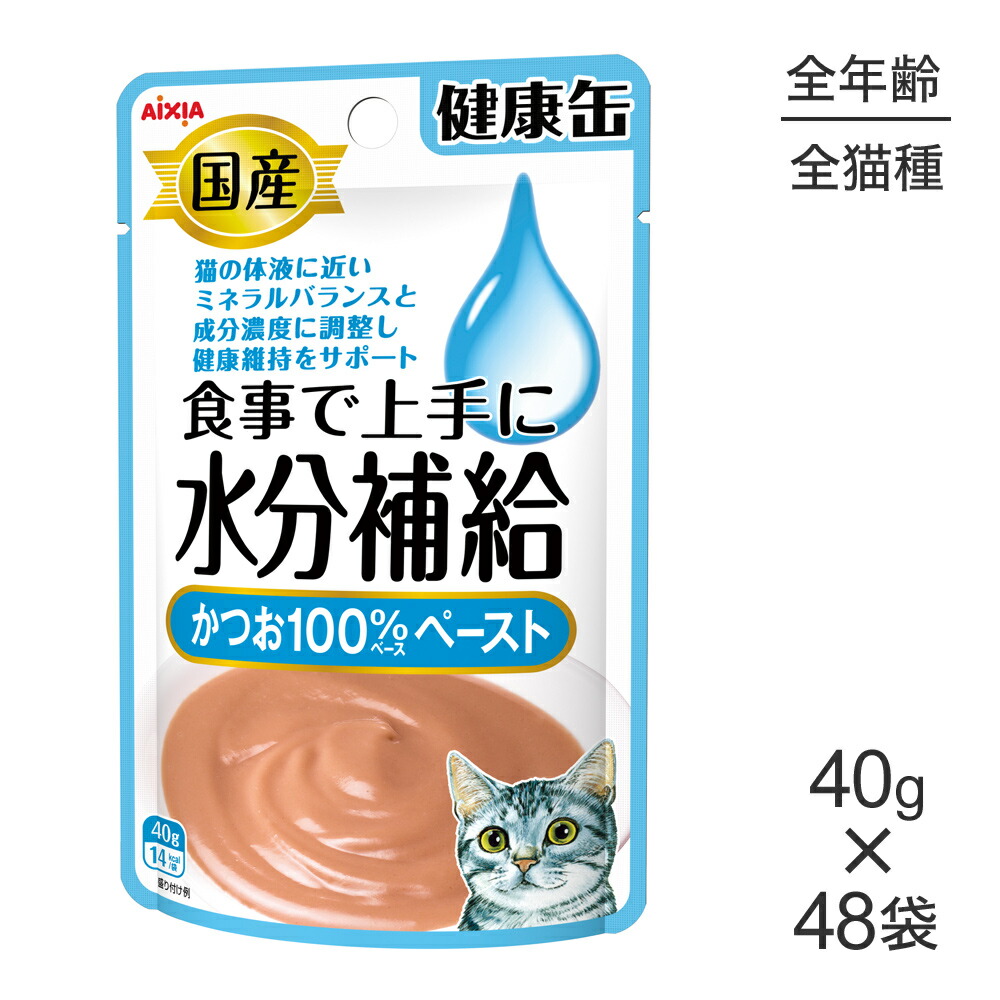【最大400円ｵﾌｸｰﾎﾟﾝ■要事前取得】【40g×48袋】アイシア 国産 健康缶パウチ 水分補給 かつおペースト (猫・キャット)