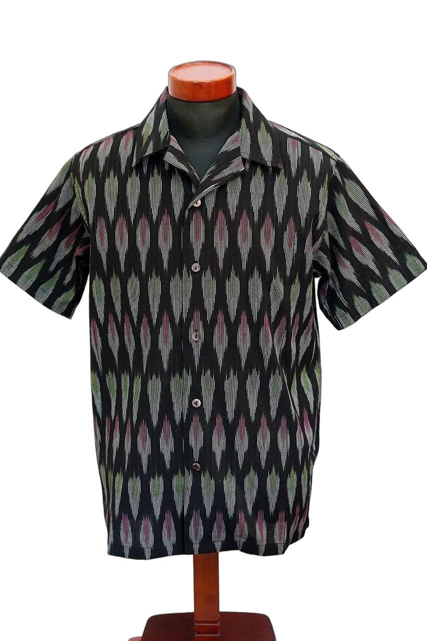 Pherrow's (フェローズ)　 半袖オープンカラーシャツ　 25S-HANDMADE FABRIC SHIRTS　ブラック