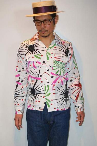 JELADO (ジェラード)　長袖オープンカラーシャツ　SG51102　"Westcoast Shirts (ウエストコーストシャツ)"　花火柄ホワイト｜Sweet Sue