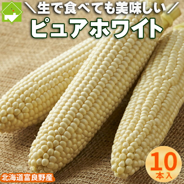 【７月発送】　生で食べられるとうもろこし　北海道富良野産　ピュアホワイト 10本　送料無料 別途送料が発生する地域あり