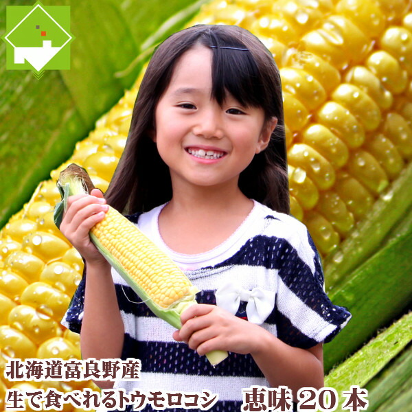 とうもろこし　北海道富良野産　ピュアホワイト　２０本入り（L～2L込）　送料無料