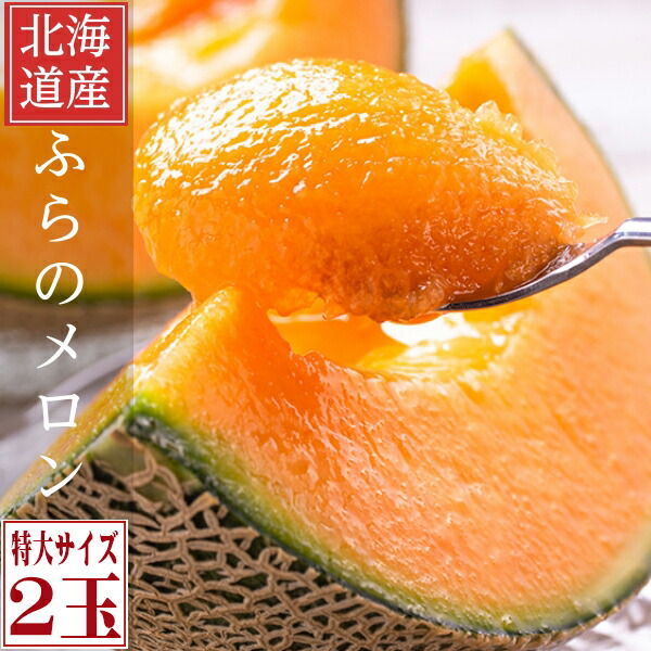 ふらのメロン　北海道富良野産　特大　３Ｌサイズ　２玉入り 　8月25日前後から9月15日前後までにお届け　日時指定不可