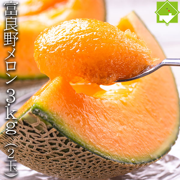 ふらのメロン 北海道富良野産　赤肉メロン  2玉 合計 3kg入り