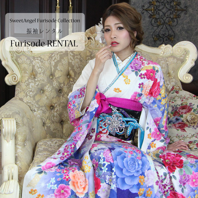 華ミッフィー　美品　成人式　正絹振袖　長襦袢付き　165〜175cm 正絹 振袖7点セット【身長145㎝〜155㎝の方用】