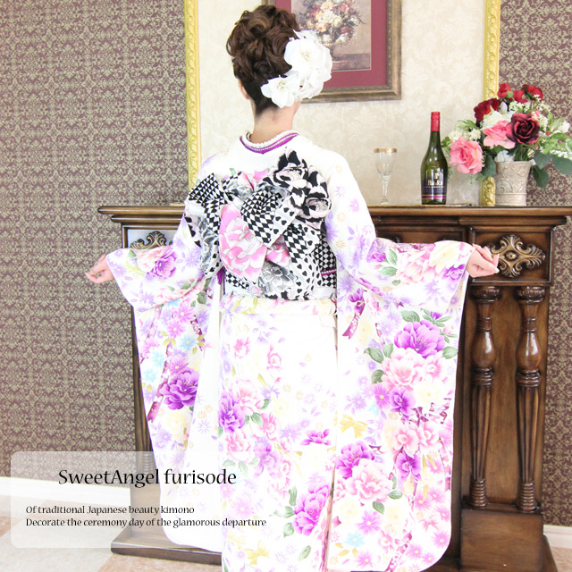 Rin☆様専用 紫藤色正絹振袖フルセット 袋帯帯締め帯揚げ半襟重ね襟