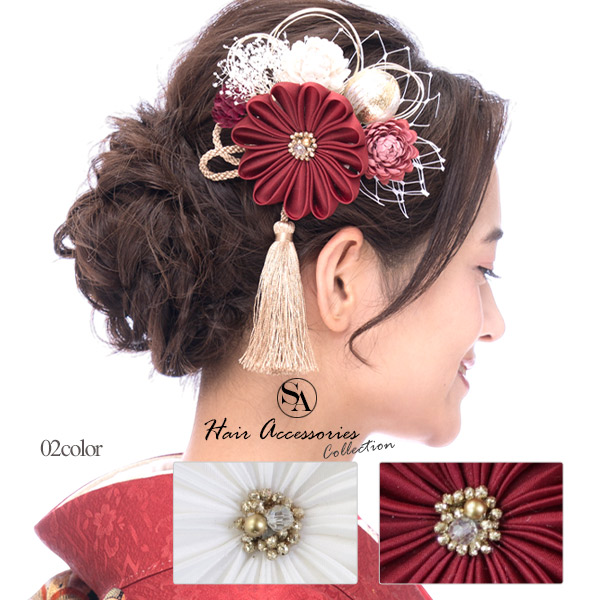 【3,980円以上で貨物輸送無料】【501-215】髪飾りつけ 水引っ張ること タッセル 花 髪の毛佩び物 ヘアアクセ 白いこと 赤いこと 白 赤 お召しもの 和風 盛りだくさん 晴れ晴れしい 成年者式 はいり込む式 卒式 袴 振袖 短い訪問着 七五三 かみかざり