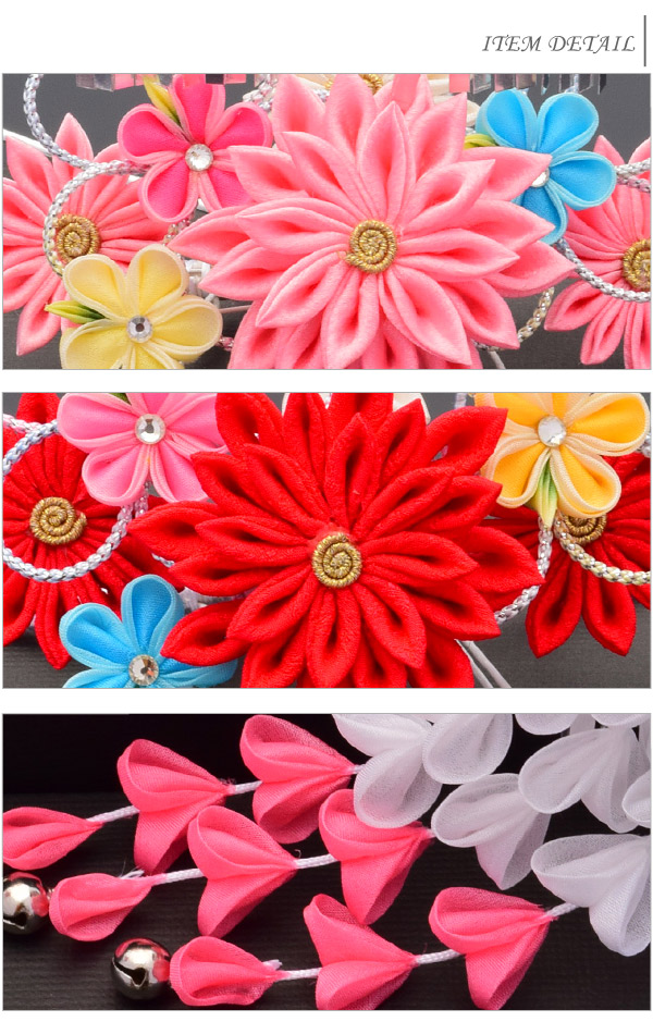 楽天市場 7056 子供用 キッズ 七五三 女の子 卒園式 入学式 髪飾り 着物 レトロ 和風 つまみ細工 勝山かんざし ちりめん かみかざり ヘアアクセサリー 赤 ピンク Sweet Angel