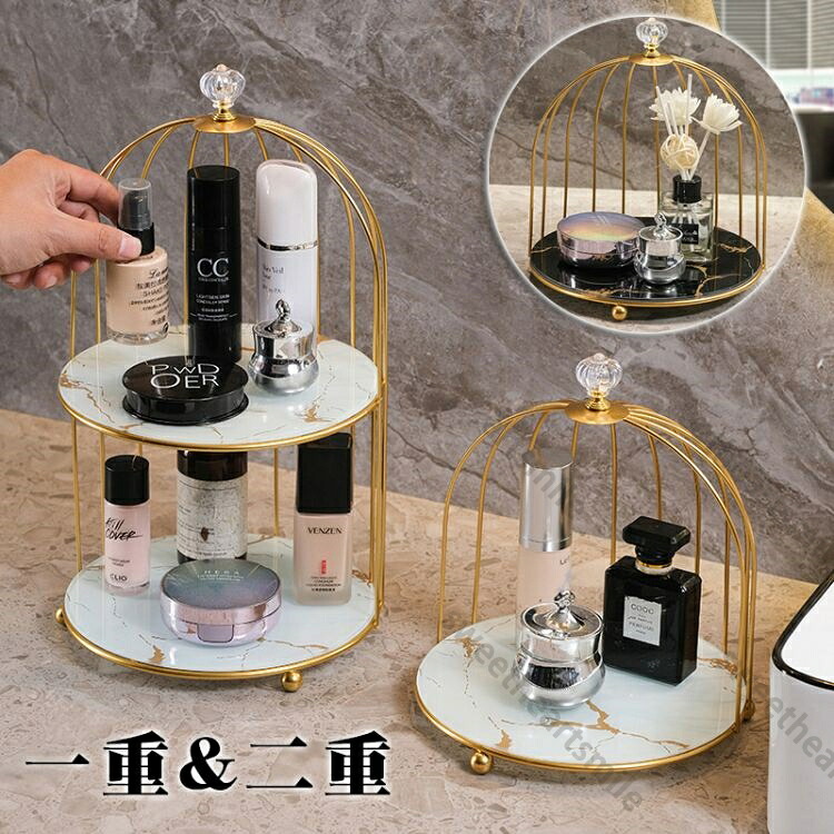 収納 ボックス メイク収納ラック 化粧品 北欧風 洗面台収納 アイアン 二重 一重 2段 鳥かご 棚 アクセサリ メイクケース 大容量 化粧入れ 小物収納 卓上 インテリア おしゃれ 雑貨 玄関 居間 子ども部屋 置物 送料無料