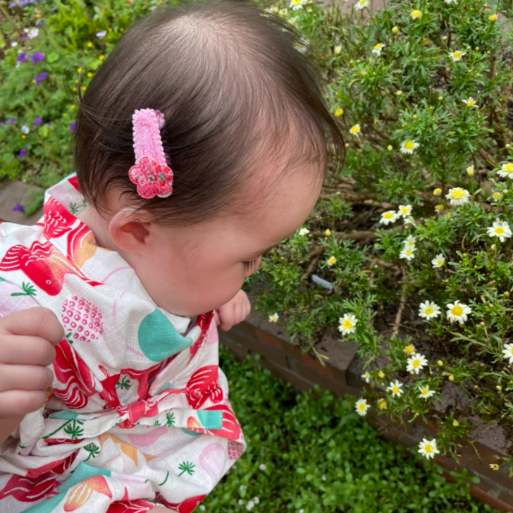 和柄フラワー ベビー 赤ちゃん (2コ) おしゃれ マジックパッチン