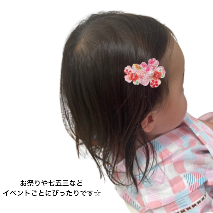 桜デザイン2023♡ベビーヘアクリップ ヘアゴム ハンドメイド 【再入荷