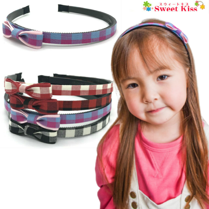 カチューシャ+ズボン2点セット格子タータンチェック緑グリーン桃色ピンク cx-kids067-10.jpg