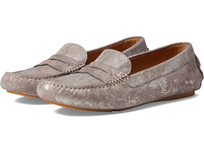 (取寄) ジョンストン&マーフィー マギー ペニー Johnston & Murphy Maggie Penny Pewter Metallic Suede画像