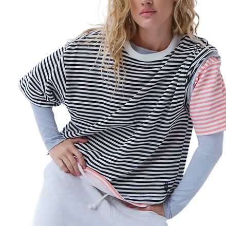 (取寄) エフピー ムーブメント レディース ストライプ タックル T-シャツ - ウィメンズ FP Movement women Stripe Tackle T-Shirt - Women's Court Stripe Black W｜スウィートラグ