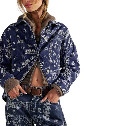 (取寄) フリーピープル レディース オパール スイング プリンテッド デニム ジャケット - ウィメンズ Free People women Opal Swing Printed Denim Jacket - Women's Navy Combo- Bandana|スウィートラグ