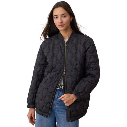 (取寄) マリンレイヤー レディース ロングライン ナイロン ボンバー - ウィメンズ Marine Layer women Longline Nylon Bomber - Women's Black|スウィートラグ