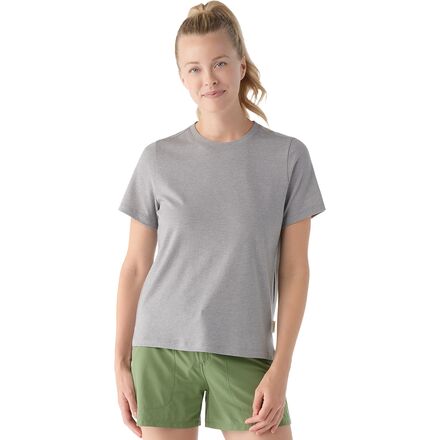 (取寄) スマートウール レディース パーフェクト クルー ショートスリーブ T-シャツ - ウィメンズ Smartwool women Perfect Crew Short-Sleeve T-Shirt - Women's Light Gray Heather|スウィートラグ