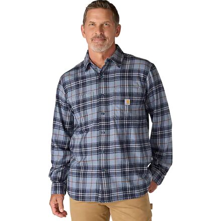 (取寄) カーハート メンズ ラギッド フレックス リラックスド-フィット ミッドウエイト フランネル プレイド シャツ - メンズ Carhartt men Rugged Flex Relaxed Midweight Flannel Plaid Shirt - Men's Light Faded Navy｜スウィートラグ