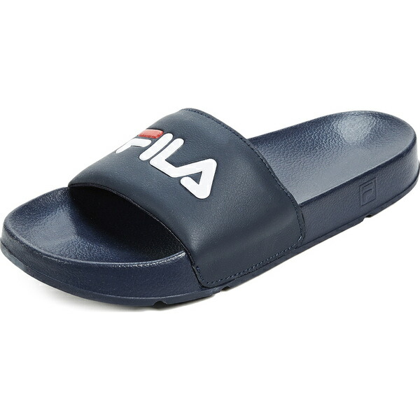 navy blue fila slides