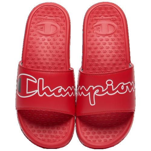 men's champion super slide split script slide sandals