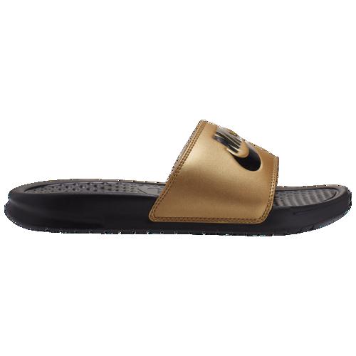 metallic gold nike slides