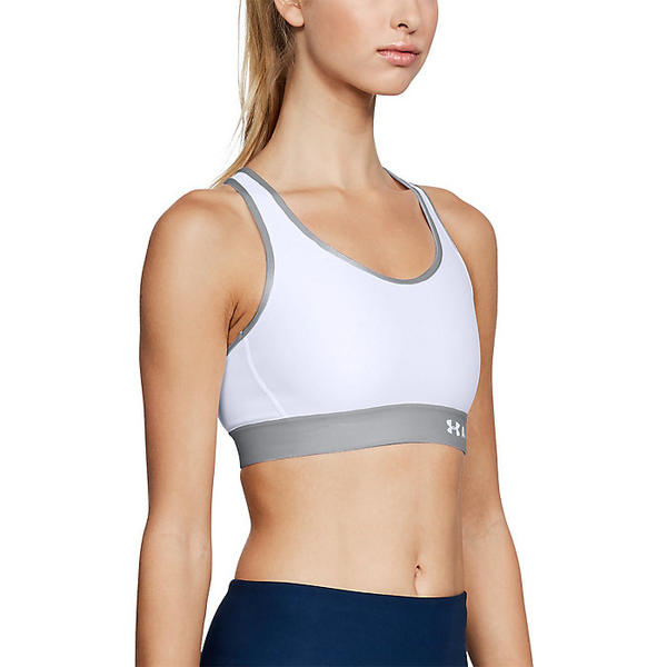 (取寄)アンダーアーマー レディース UA アーマー ミッド ブラ Under Armour Women's UA Armour Mid Bra White / Steel / Metallic Silver 送料無料