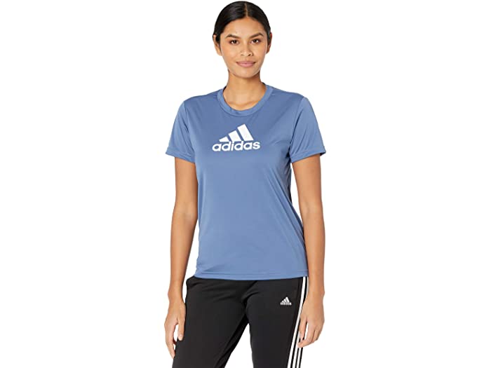 取寄 Adidas プライムブルー 2 ムーブ ロゴタイプ スポーツ ティー Adidas Primeblue Designed 2 Move Logo Sport Tee Crew Blue White Adidas アディダス トップス Tシャツ 長袖 レディース ブランド スポーツ フィットネス カジュアル 大きい号 ビックサイズ