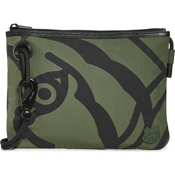 取寄 ケンゾー メンズ K タイガー クロスボディ クラッチ Kenzo Men S K Tiger Crossbody Clutch Darkkhaki Painfreepainrelief Com