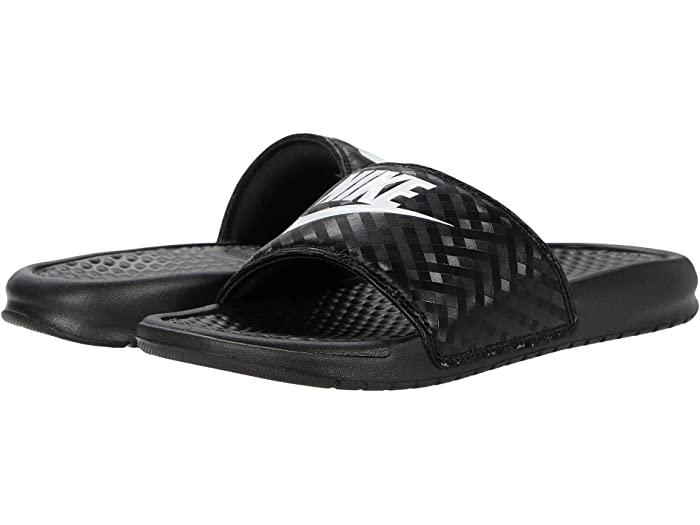 nike benassi slides black and white