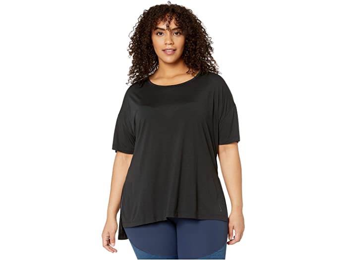 取寄 ナイキ 福祉 大いさ 瑜伽 レイヤー ショートス最初 捩り トップ Nike Plus Size Yoga Layer Short Sleeve Top Black Dark Smoke Grey Nike ナイキ トップス Tジャージー 長袖 レディース 銘柄 スポーツ フィジカルフィットネス 略式 巨なるサイズ ビックサイズ