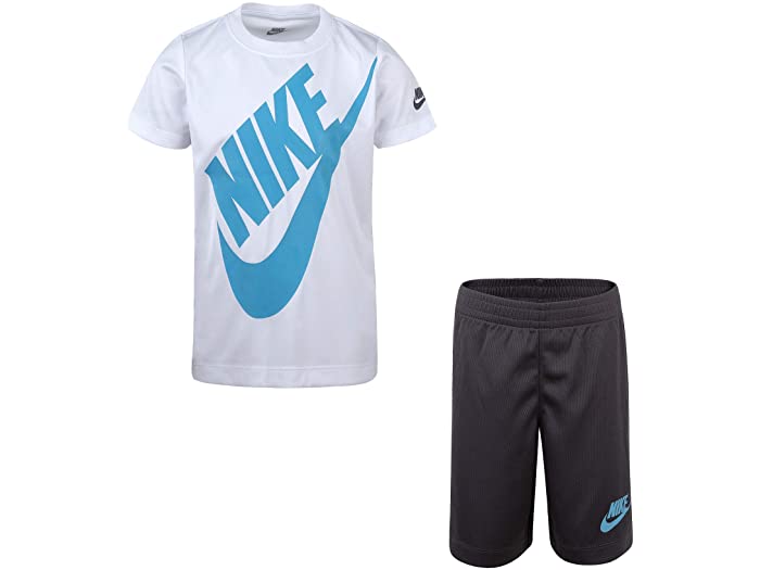 取寄 ナイキ ドライ填る ロゴ グラフィック Tセーター アンド 短パン ツー切れ ひとまとまり リトル キッズ Nike Kids Dri Fit Logo Graphic T Shirt Shorts Two Piece Set Little Kids Dark Grey Nike ナイキ キッズ 上下セット トップス 下穿き お坊ちゃん