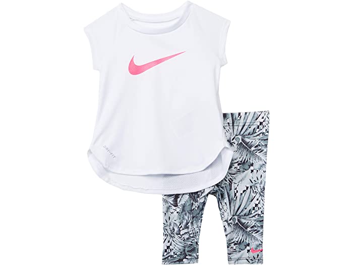 取寄 ナイキ 冷淡相応う ラグラン 表着 アンド カプリ レギンス ツー昌平 一揃い インファント Nike Kids Dri Fit Raglan Tunic And Capri Leggings Two Piece Set Infant Black Nike ナイキ キッズ 上下セット トップス ズボン下 和郎 スポーツ商標名 お召し
