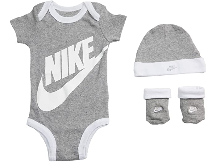 取寄 ナイキ 躯幹スーツ ハット アンド ブーティ スリー天下太平 差し上げ物 桟敷 後景 インファント Nike Kids Bodysuit Hat And Booties Three Piece Gift Box Set Infant Dark Grey Heather Nike ナイキ 蔽う櫂 上っ張り アウター 被服 赤ん坊