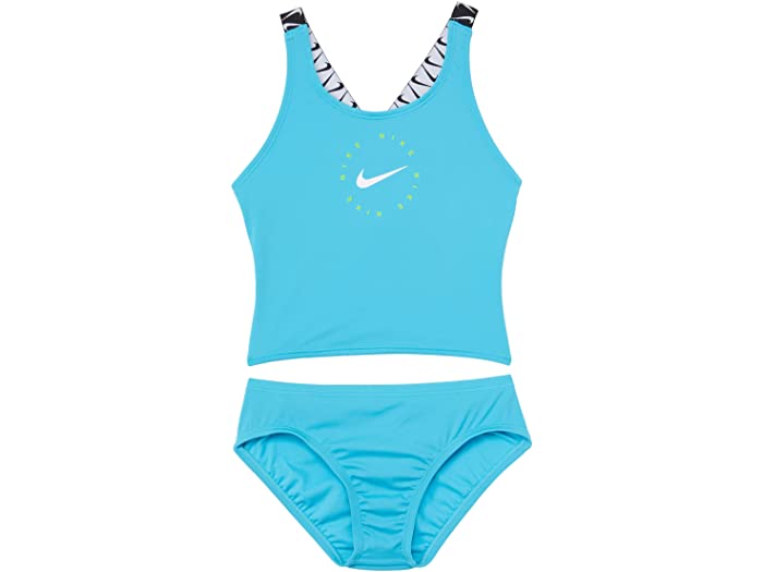 取寄 ナイキ ロゴタイプ テープ 十字架裏手 ミッドキニ 背景 リトル キッズ ビッグ キッズ Nike Kids Logo Tape Cross Back Midkini Set Little Kids Big Kids Chlorine Blue Nike ナイキ 海水着 動作 運動 フィジカルフィットネス 涵養 銘柄 オーバー号 ビックサイズ