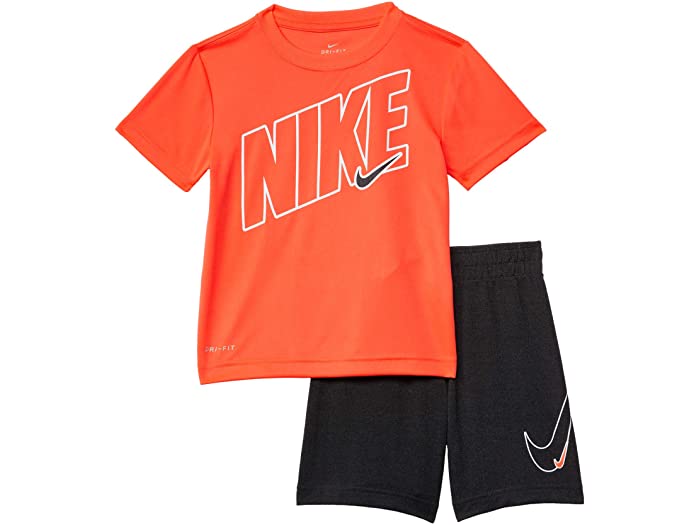 取寄 ナイキ ドライ合う グラフィック Tセーター アンド ショーツ ツー平穏さ 組 リトル キッズ Nike Kids Dri Fit Graphic T Shirt And Shorts Two Piece Set Little Kids Black Heather Nike ナイキ キッズ 上下セット トップス ショーツ 息子 運動競技ブランド名