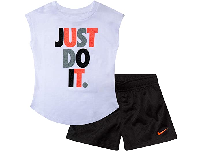 取寄 ナイキ ジャスト ドゥ イット グラフィック Tシャツ アンド メッシュ ショーツ ツー剥き身 組 トドラー Nike Kids Just Do It Graphic T Shirt And Mesh Shorts Two Piece Set Toddler Black Nike ナイキ キッズ 上下セット トップス