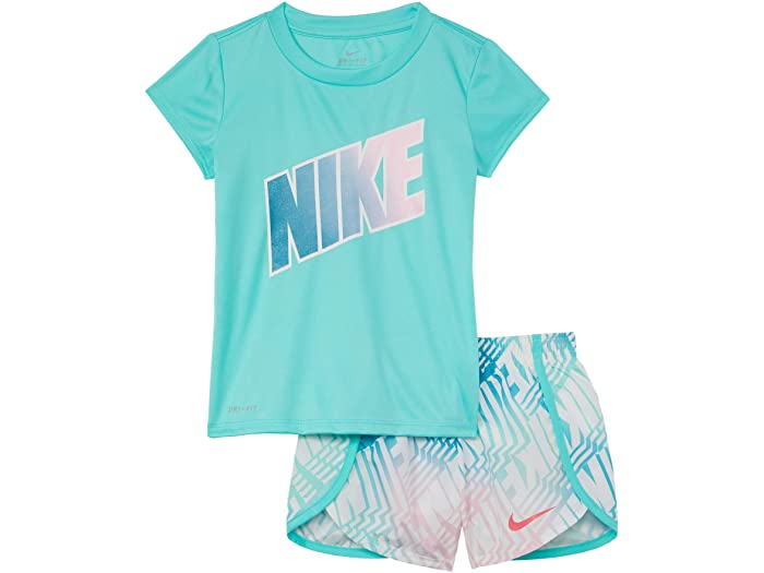 取寄 ナイキ グラフィック Tシャツ アンド スプリンター さる股引き ツー薄切 背景 リトル キッズ Nike Kids Graphic T Shirt And Sprinter Shorts Two Piece Set Little Kids Tropical Twist White Nike ナイキ キッズ 上下セット トップス パンツ 愚息 運動銘柄