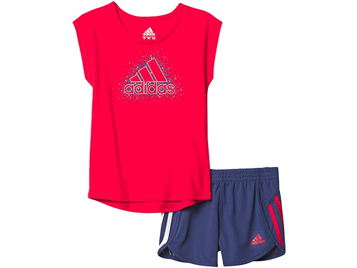 取寄 アディダス ガールズ キッズ グラフィック 茶 アンド 猿股引き 組み トドラー リトル キッズ Adidas Girl S Kids Graphic Tee Shorts Set Toddler Little Kids Vivid Red Glaeschig De