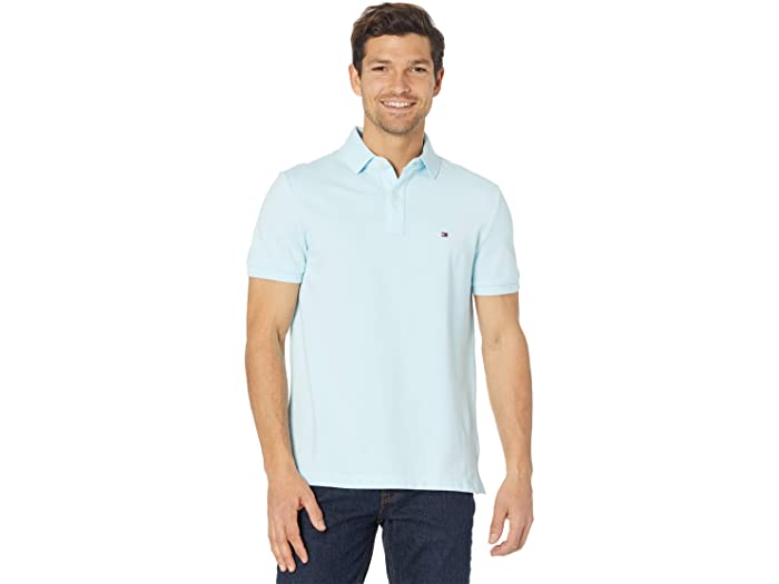 取寄 トミー ヒルフィガー ショート スリーブ ポロ シャツ イン カスタム フィット Tommy Hilfiger Short Sleeve Polo Shirt In Custom Fit Skyline Blue Andapt Com