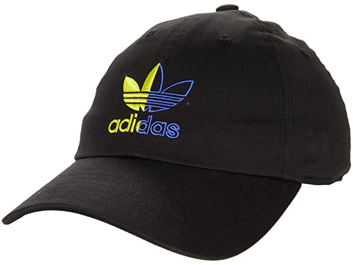 取寄 アディダス オリジナルス ユニ交わる スリット トレフォイル ロゴタイプ リラックスト 填る ストラップバック 帽子 Adidas Originals Unisex Split Trefoil Logo Relaxed Fit Strapback Cap Black Acid Yellow Sonic Ink Blue Earthkitchen Ph