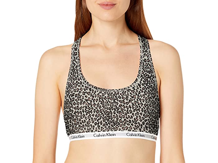 クリスマスファッション 取寄 カルバンクライン レディース カルーセル ロゴ ブラレット Calvin Klein Women S Carousel Logo Bralette Exquisite Leopard Whisper White