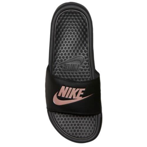 black rose gold nike slides