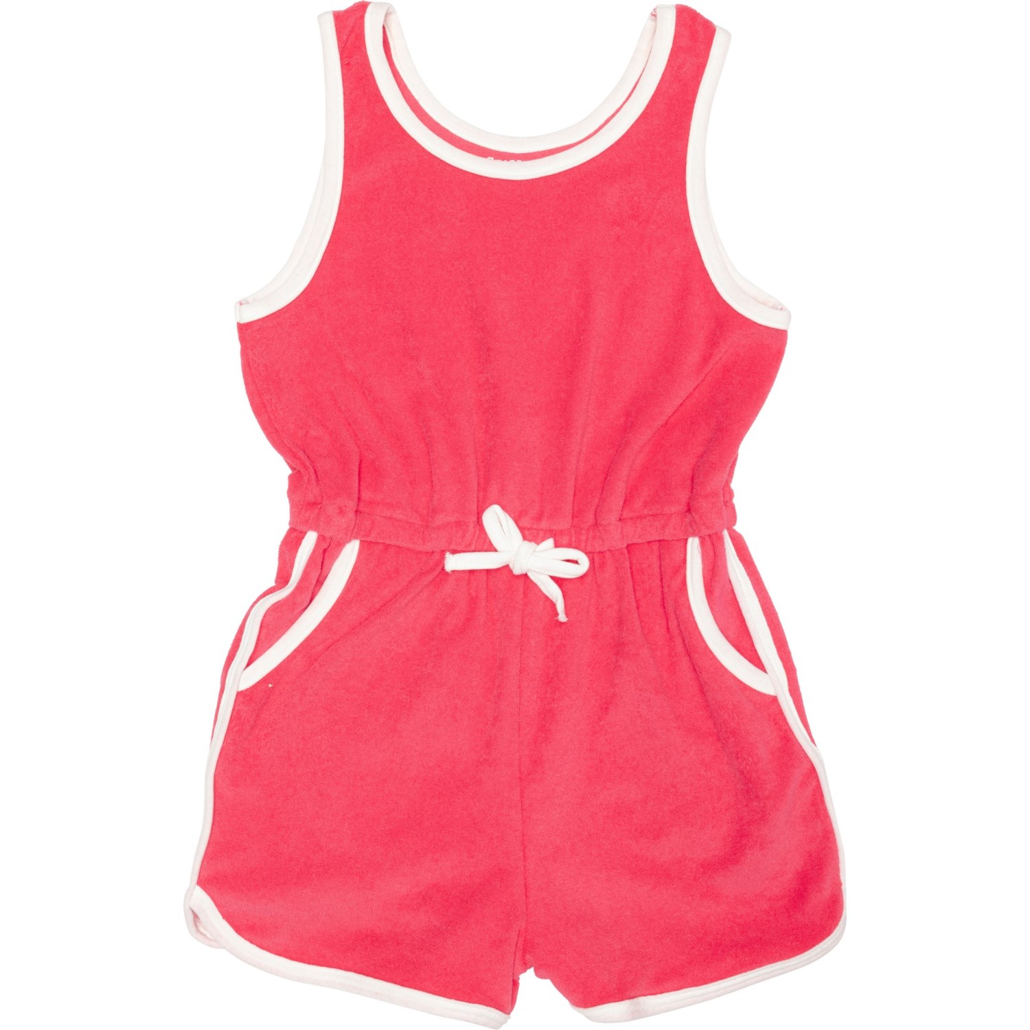 (取寄) リトル アンド ビッグ ガールズ フレンチ テリー ロンパー - スリーブレス BEAR PAW Little and Big Girls French Terry Romper - Sleeveless Marshmallow/Rouge Red画像