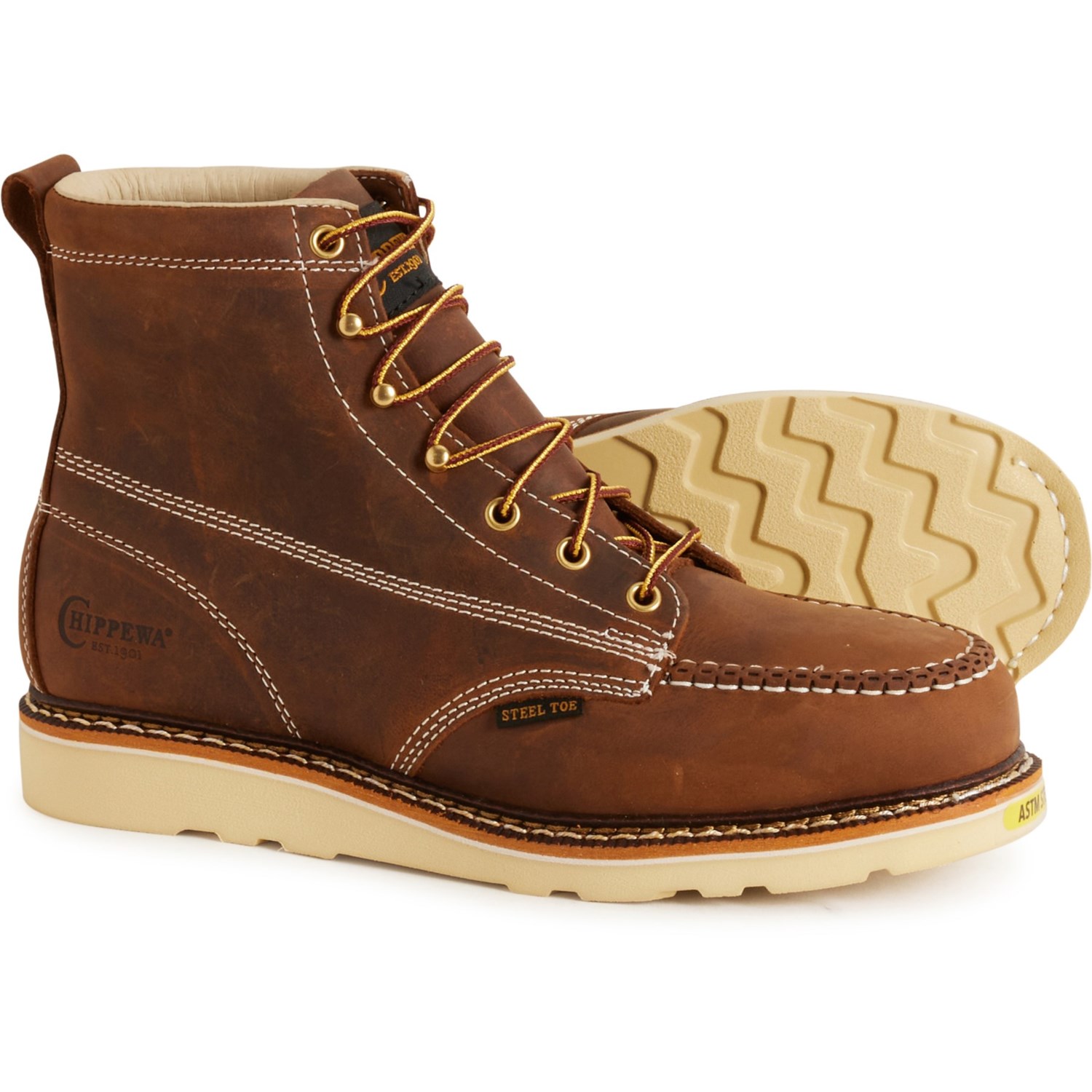 CHIPPEWA ブラウンレザー ワークブーツ 90's CHIPPEWA 白タグ レザーワークブーツ ブラウン 表記(9 1/2