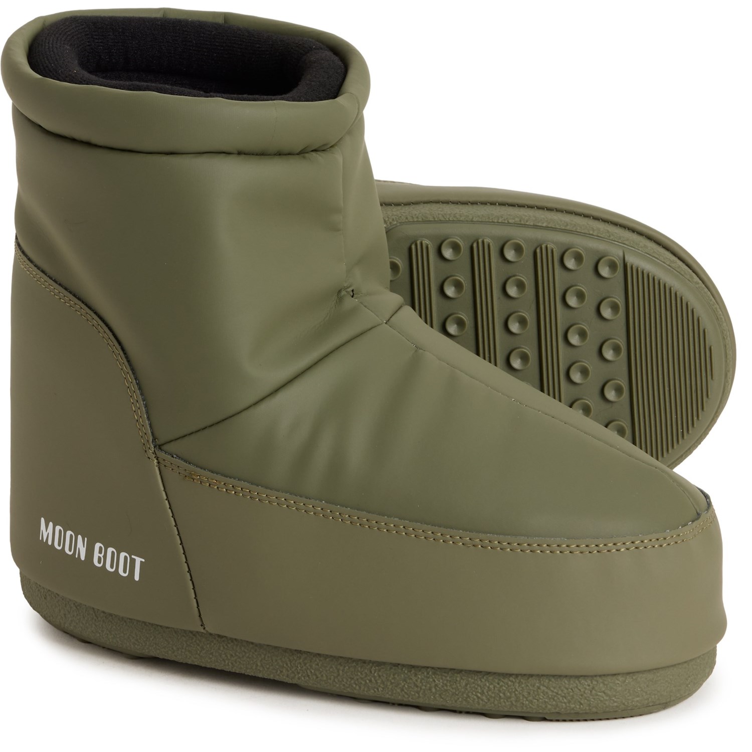 (取寄) レディース メイド イン ヨーロッパ アイコン ロウ ノー レース ラバー ブーツ MOON BOOTS women Made in Europe Icon Low No Lace Rubber Boots (For Women) 002-Khaki