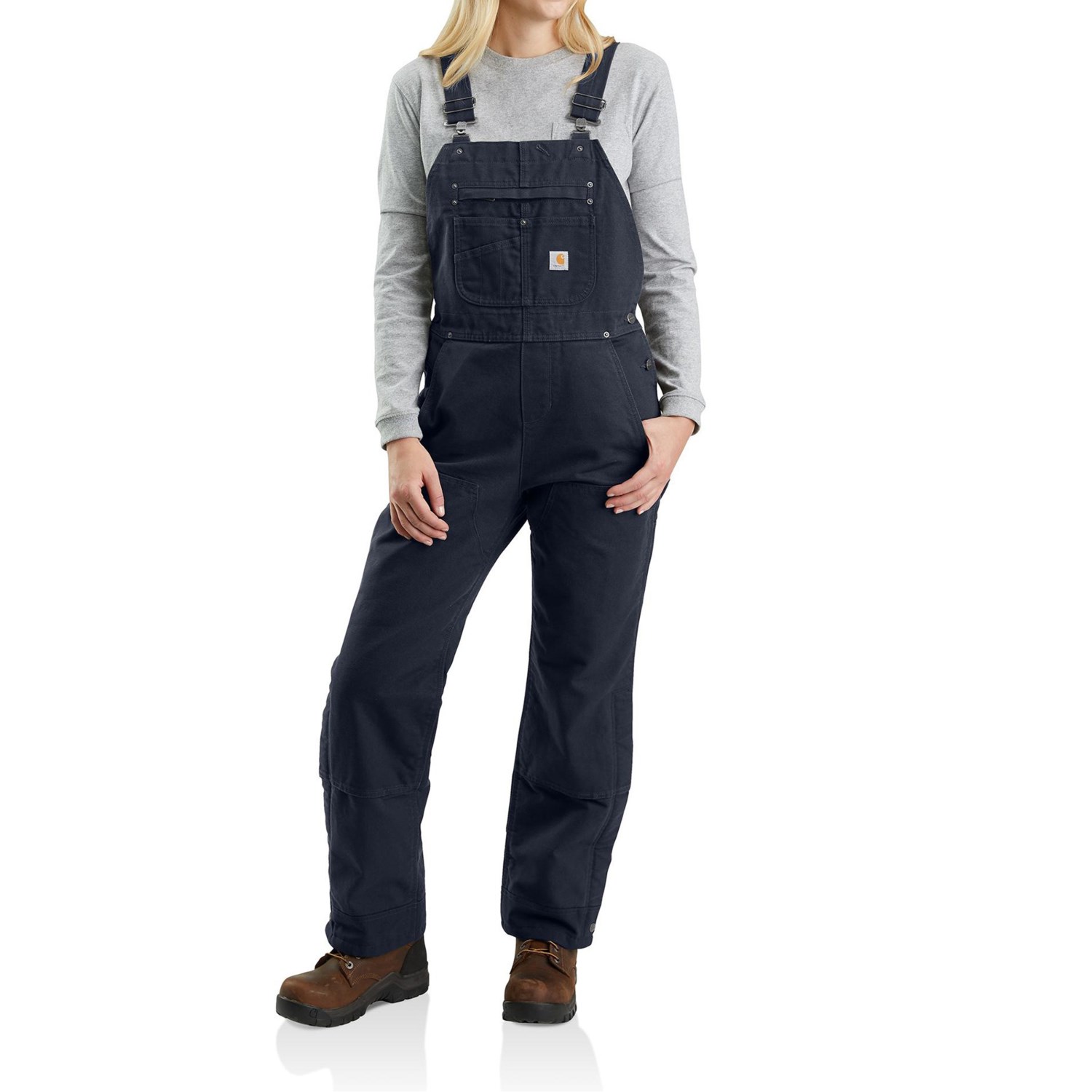 (取寄) カーハート プラス ウォッシュド ダック キルト-ラインド ビブ オーバーオール - インサレーテッド Carhartt 104049 Plus Washed Duck Quilt-Lined Bib Overalls - Insulated Navy