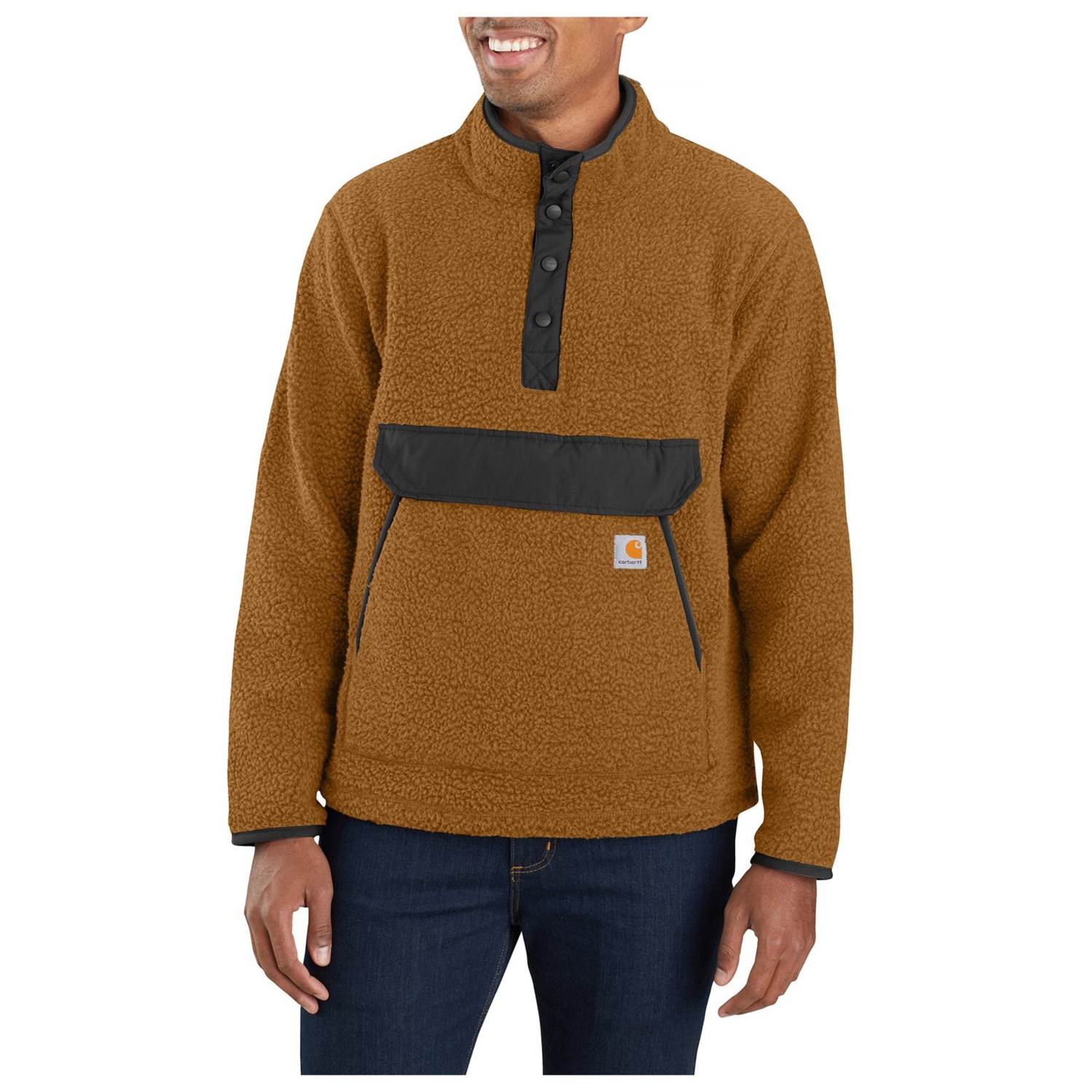 (取寄) カーハート 104991 ビッグ アンド トール リラックスド-フィット フィット フリース ジャケット - スナップ ネック Carhartt 104991 Big and Tall Relaxed Fit Fleece Jacket - Snap Neck Carhartt Brown