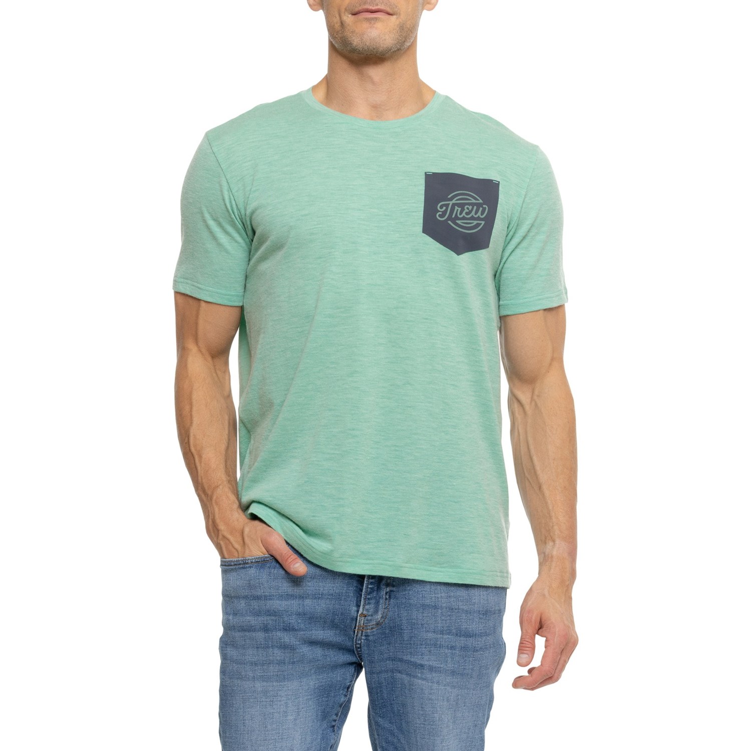 (取寄) ライトウェイト ポケット T-シャツ - メリノ ウール, ショート スリーブ Trew Gear Lightweight Pocket T-Shirt - Merino Wool, Short Sleeve Bc Green