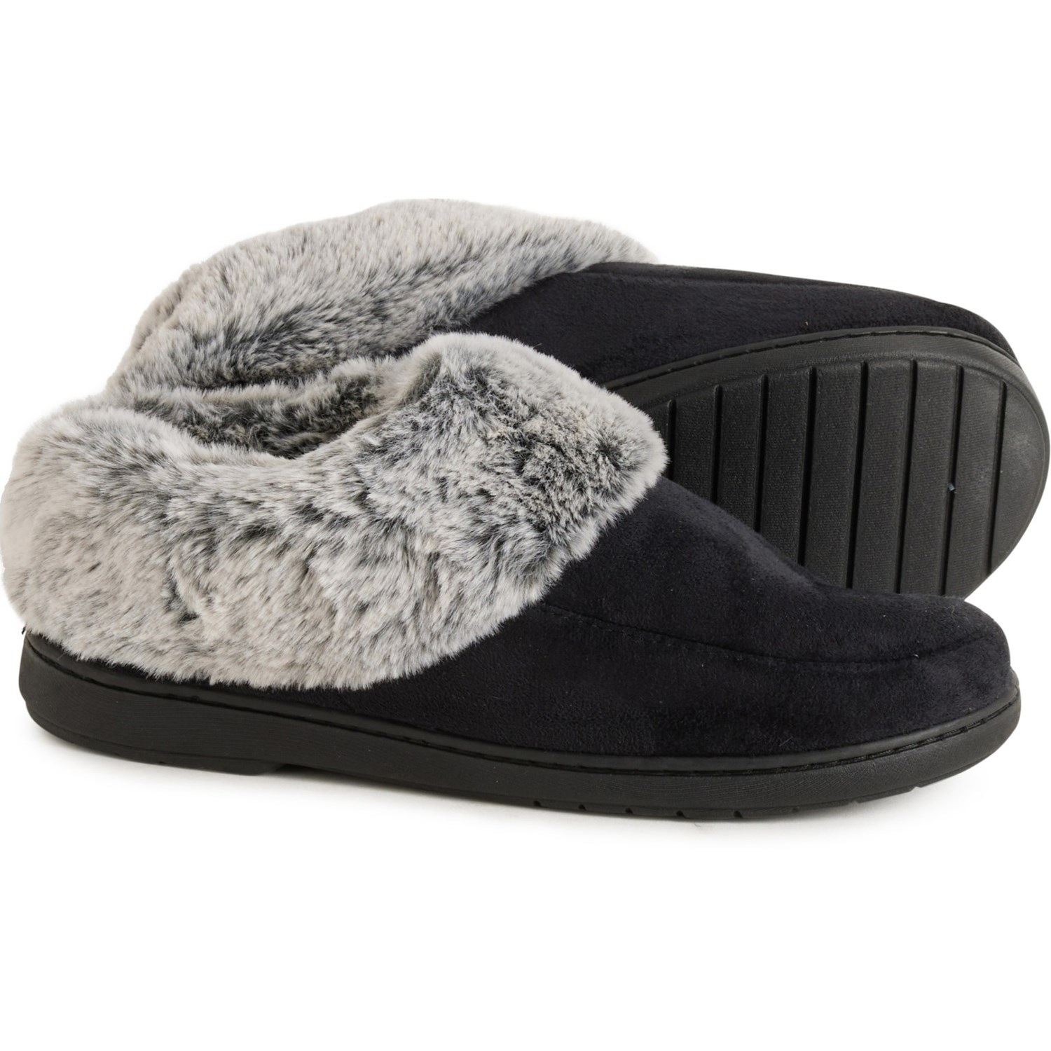 (取寄) ディアフォームズ レディース イレイン マイクロスエード モック-トゥ クロッグス Dearfoams women Elaine Microsuede Moc-Toe Clogs (For Women) Black
