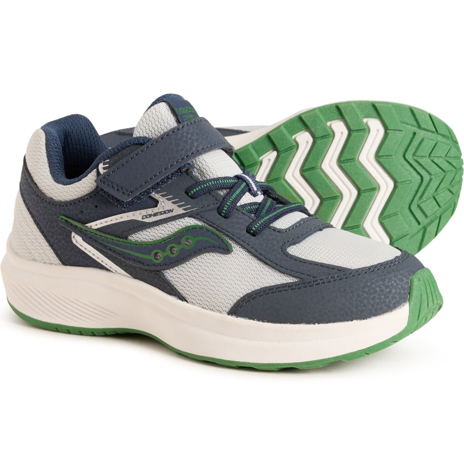 (取寄) サッカニー リトル ボーイズ アンド ガールズ コーヒージョン KDZ A/C スニーカー Saucony Little Boys and Girls Cohesion KDZ A/C Sneakers Navy/Grey/Green 8,924円